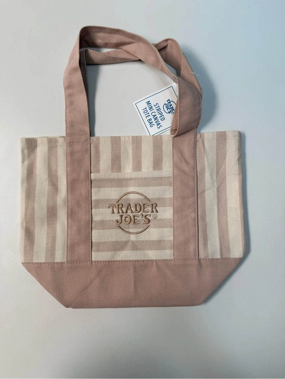 Trader Joe's Pink Stripe Canvas Mini Tote